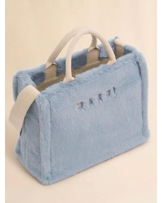 Marni Blue Light Faux Fur Basket Shopper