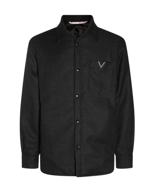 Valentino Black Logo Plaque Long-Sleeved Jacket for men
