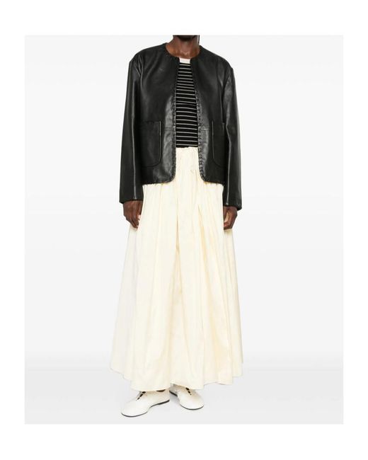 Rohe Black Crew Neck Leather Jacket
