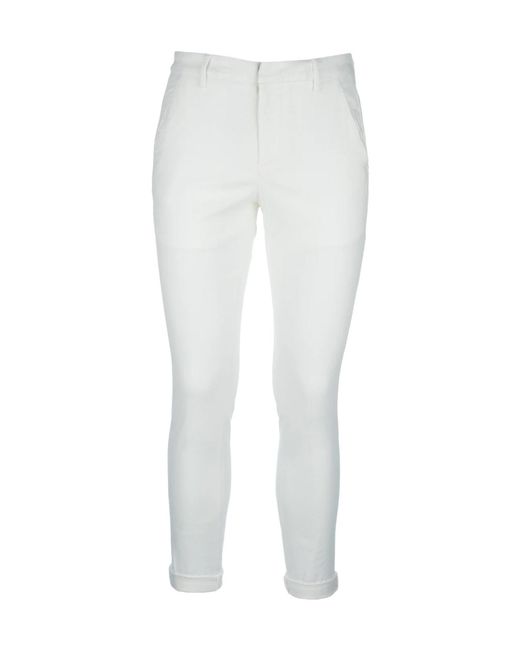 Dondup White Belt Loop Casual Pants for men