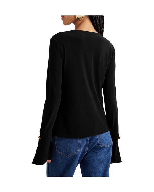 Brandon Maxwell Black Cutout Stretch-Jersey Top