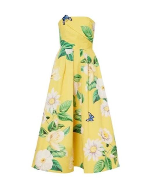 Leo Yellow Lynn Floral Cotton Bustier Dress