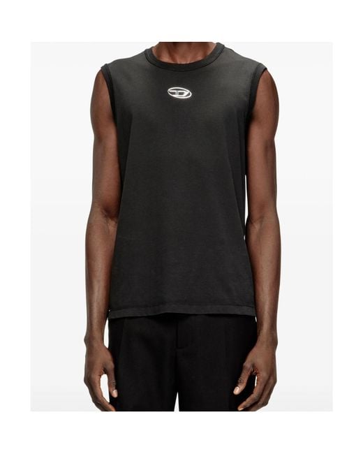DIESEL Black T-Bisco-Iod Metallic Oval D Tank Top for men