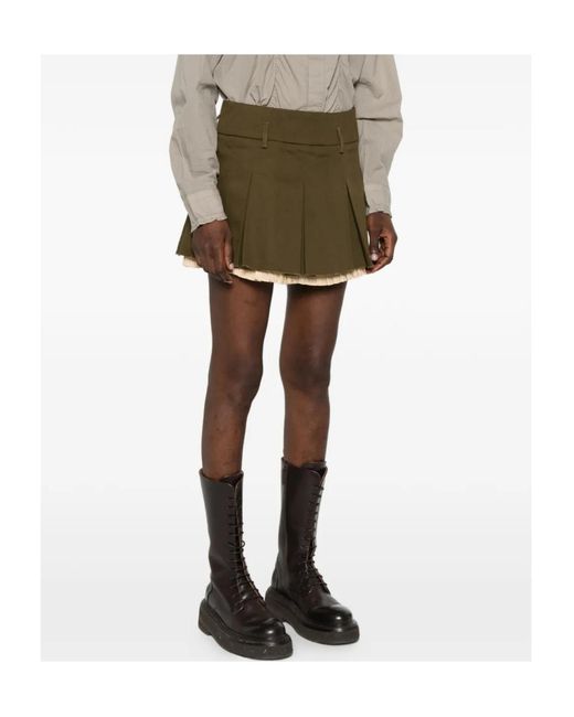 R13 Green Pleated Mini Skirt