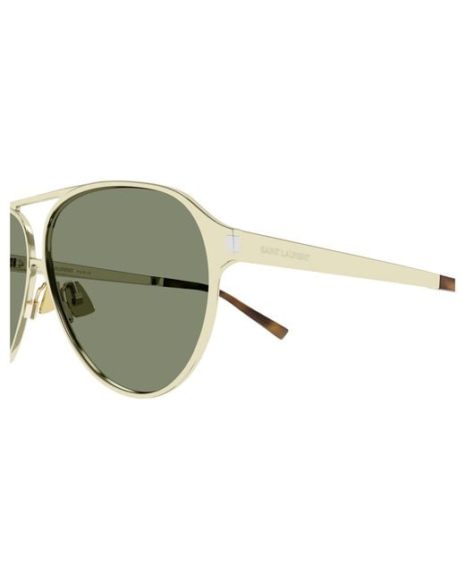 Saint Laurent Metallic Eyewear Pilot Frame Sunglasses for men