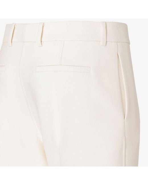 Fendi White Ivory Wool Trousers