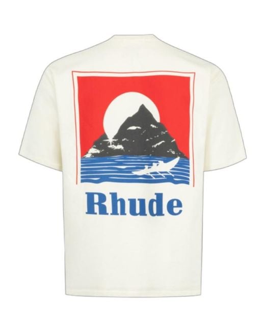 Rhude White Moonlight Regatta Print T-Shirt for men