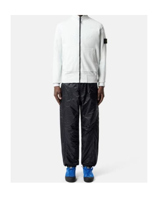 Stone Island White Zip-Up Logo-Patch Sweatshirt for men