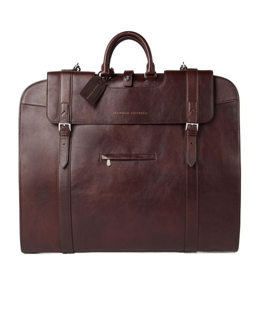 Brunello Cucinelli Brown Leather Suit Holder for men