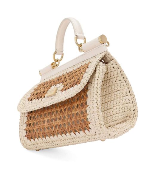 Dolce & Gabbana Natural Branded Tag Sicily Handbag