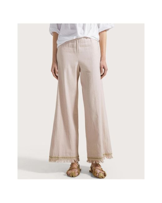Seventy White Fringed-Detail Linen Trousers