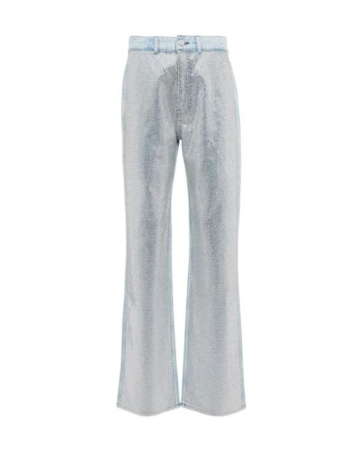 FRAME Gray Embellished High-Rise Jeans