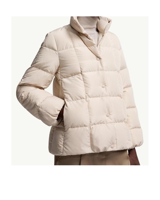 Moncler Natural Cochevinne Square-Quilted Short Down Jacket