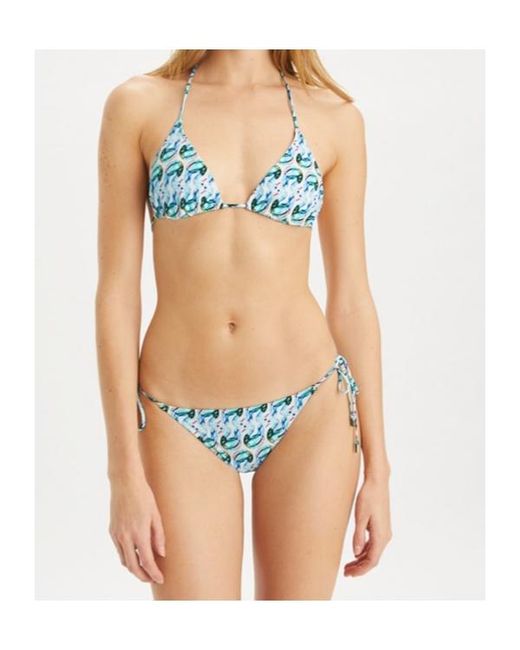 Tory Burch Blue Printed String Bikini Bottom