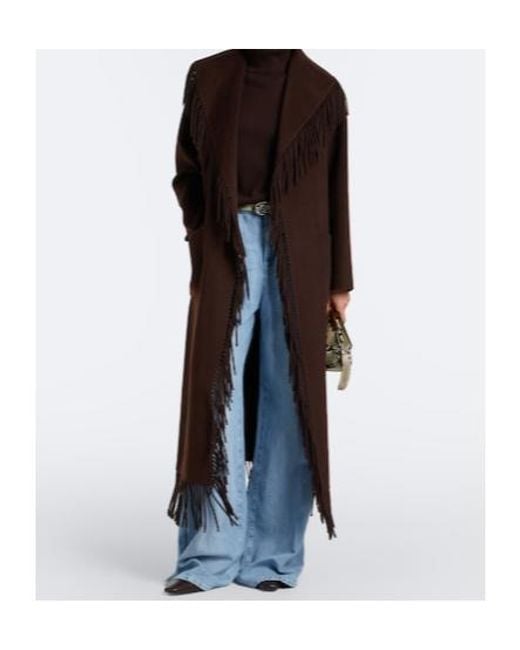 Jonathan Simkhai Brown Fringed Wool-Blend Coat