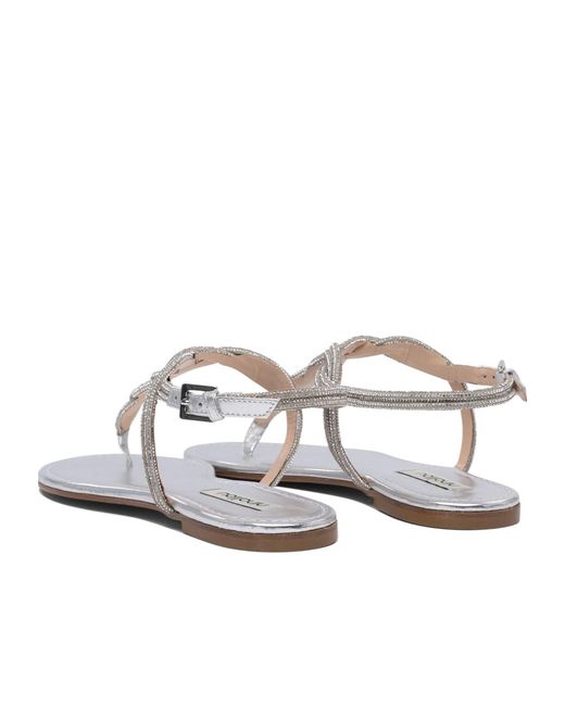 Ninalilou White Round-Toe Flat Sandals