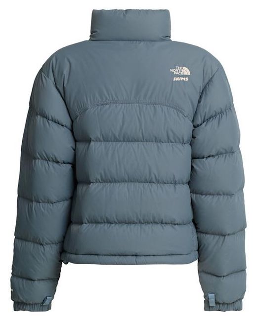 The North Face Blue Short Down Jacket With Zip Closure