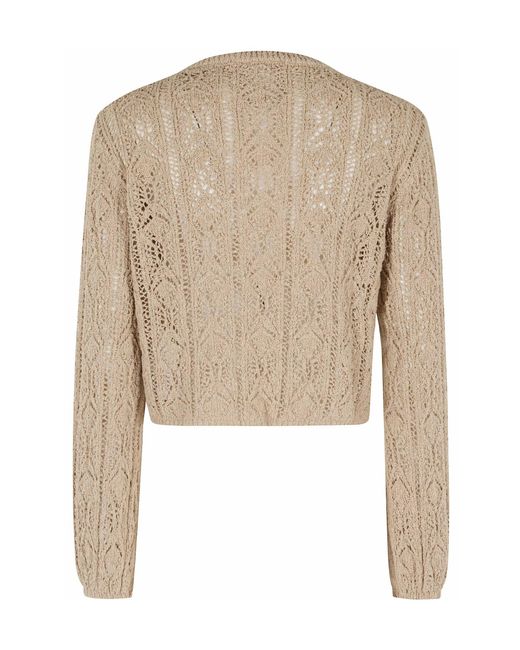 Semicouture Natural Semi Couture Open-Knit Cropped Knitted Sweater