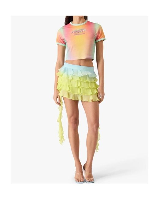 Casablanca Pink Printed Cropped T-Shirt