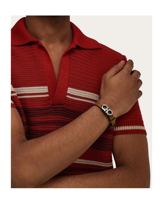 Ferragamo Brown Ferragamo Double Gancini Bracelet for men