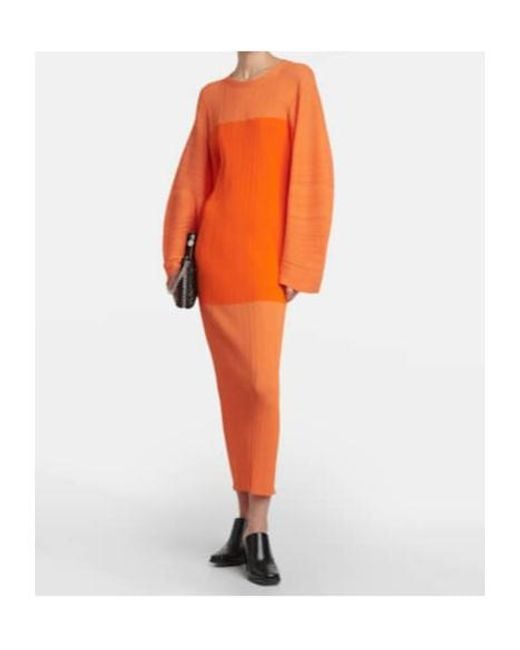 Stella McCartney Orange Pleated Midi Dress