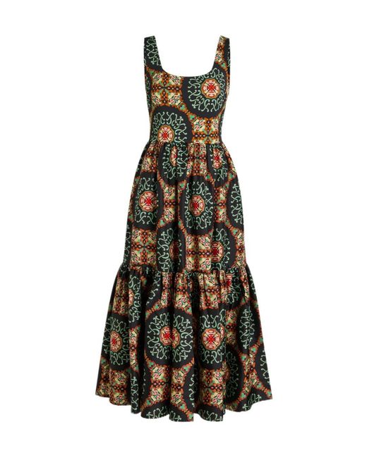 LaDoubleJ White Printed Satin Twill Midi Dress