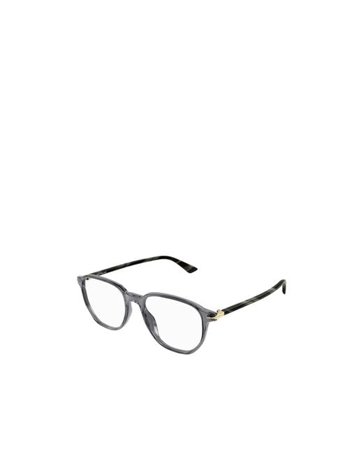 Montblanc White Eyewear Round Frame Glasses for men