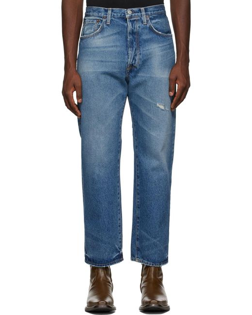 Acne Blue Distressed Relaxed Fit Jeans for men