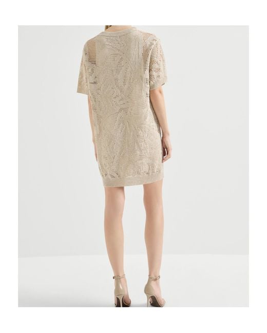 Brunello Cucinelli White Dazzling Water Lillies Mini Dress