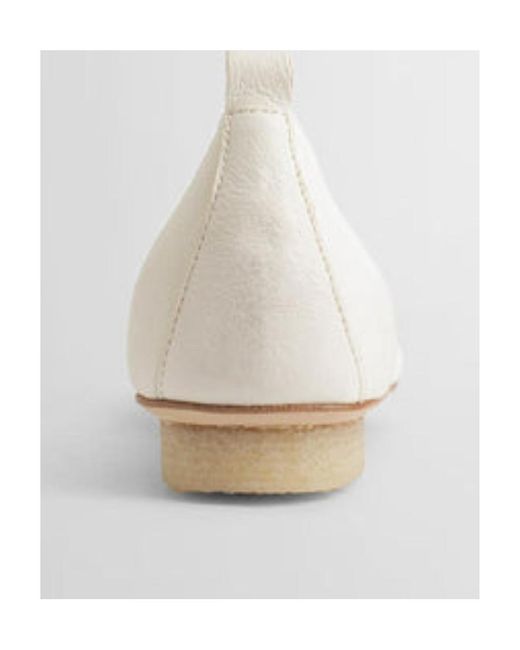 Uma Wang White Asymmetric-Toe Leather Ballerina Shoes