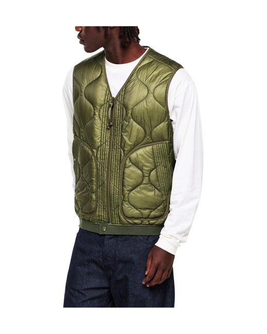 C P Company Green Quilted Argyle Sleeveless Vest for men