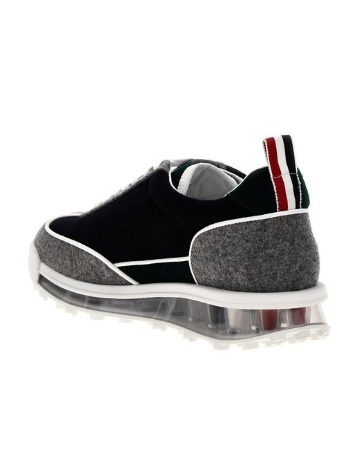 Thom Browne Black Tech Runner Lace-Up Sneakers for men
