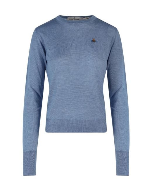 Vivienne Westwood Blue Orb Embroidered Knit Jumper
