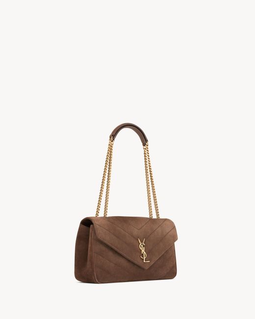 Saint Laurent Brown Loulou Logo Plaque Medium Shoulder Bag