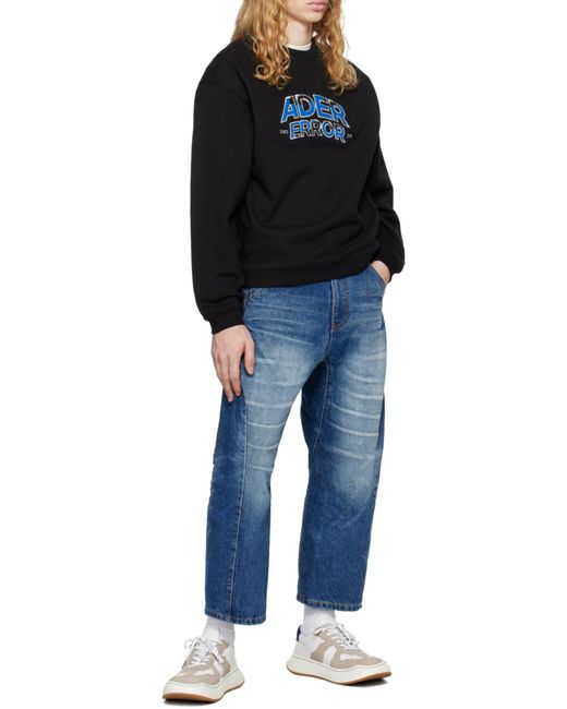 Adererror Black Logo Embroidered Crewneck Sweatshirt for men