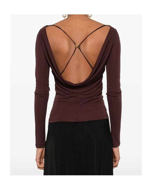 Elisabetta Franchi Purple Draped Top