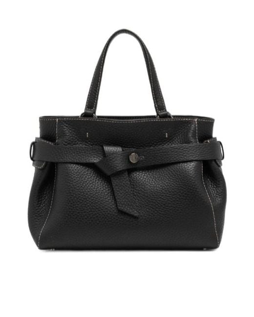Gianni Chiarini Black Miranda Knotted Pebble-Effect Tote Bag