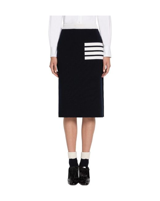 Thom Browne Black 4-Bar Knitted Midi Skirt