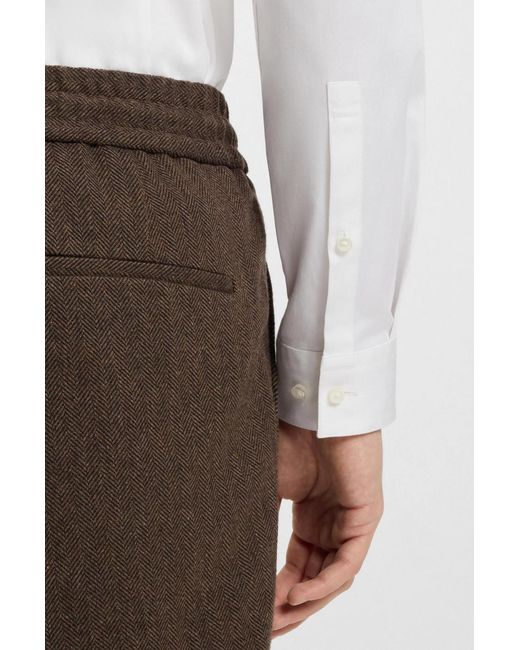 Boss White Mandarin Collar Shirt for men
