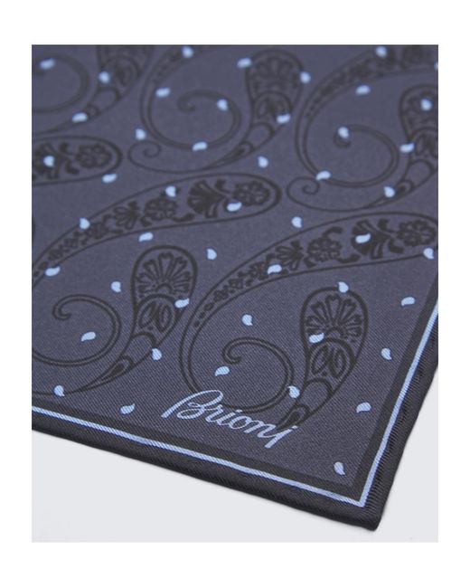 Brioni Blue And Sky Silk Pocket Square for men