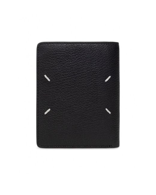 Maison Margiela Black Four-Stitch Logo Bi-Fold Wallet for men