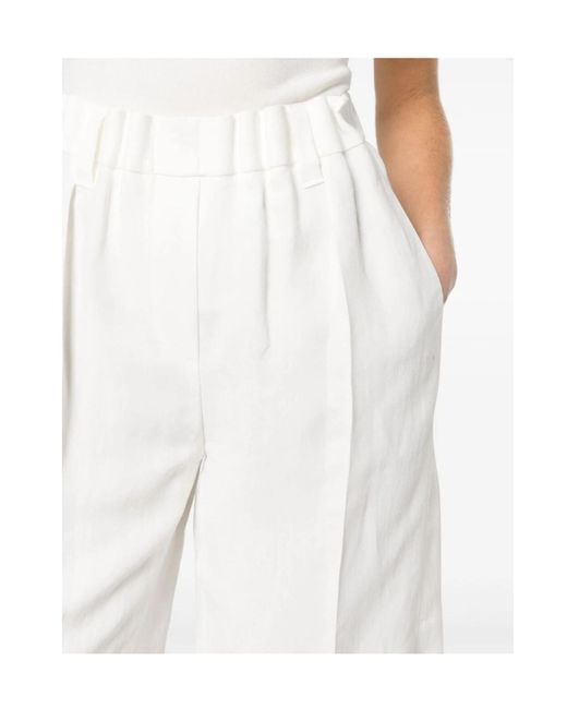 Brunello Cucinelli White Pleated Shorts