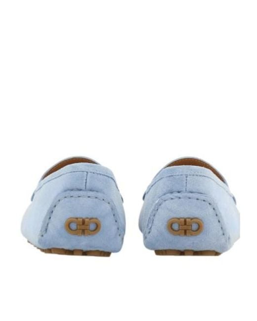 Ferragamo Blue Gancini Driver Loafer