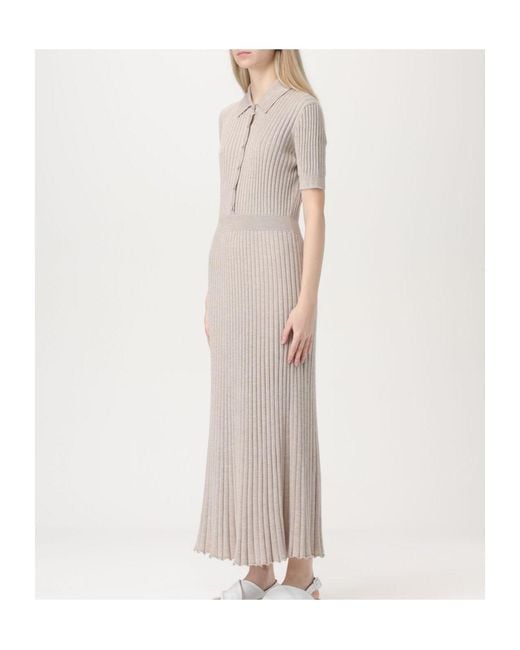 Gabriela Hearst White Knitted Short-Sleeved Dress