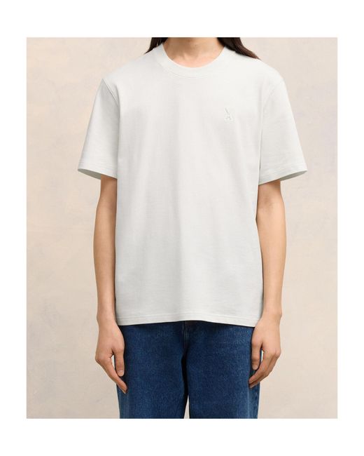 AMI White Logo Embossed Crewneck T-Shirt for men