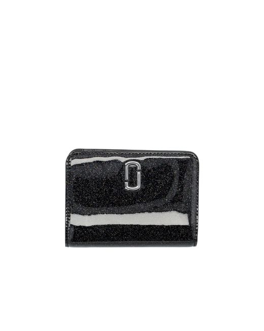 Marc Jacobs Black The Coated Glitter J Mark Compact Mini Wallet