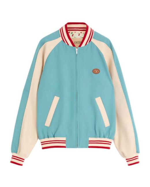 Valentino Blue Vlogo Patch Zip-Up Jacket for men