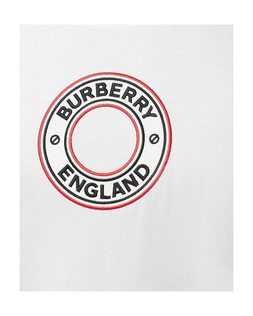 Burberry White Embroidered Logo Oversized T-Shirt for men