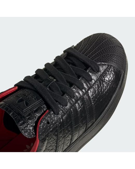 Adidas Originals Black Superstar Ii Crocodile-Effect Sneakers for men