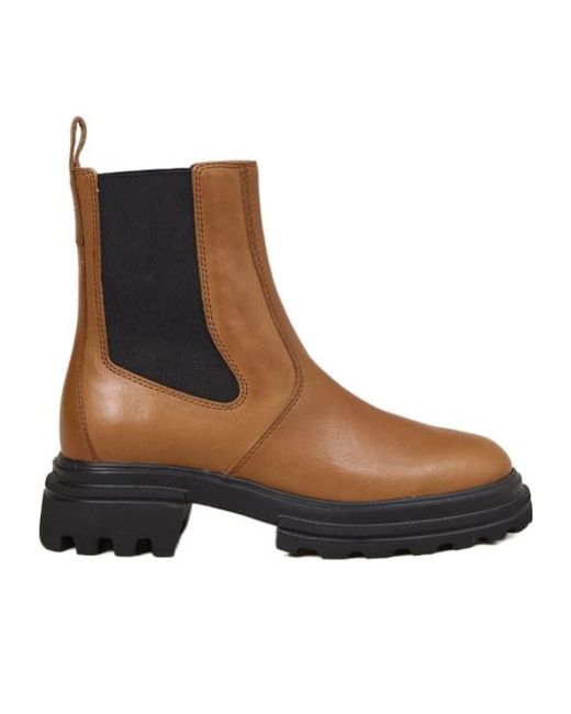Hogan Brown Round Toe Slip-On Boots